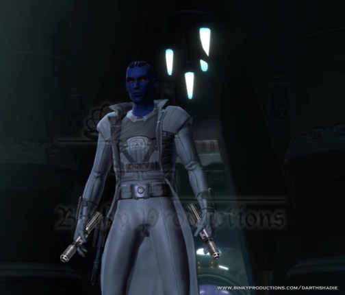 Relsor standing with lightsabers powered off (w)