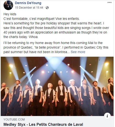 Styx singer comment PCL